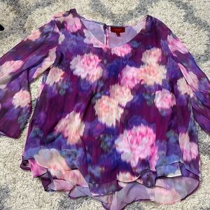 Jennifer Lopez Purple and Pink Floral Blouse